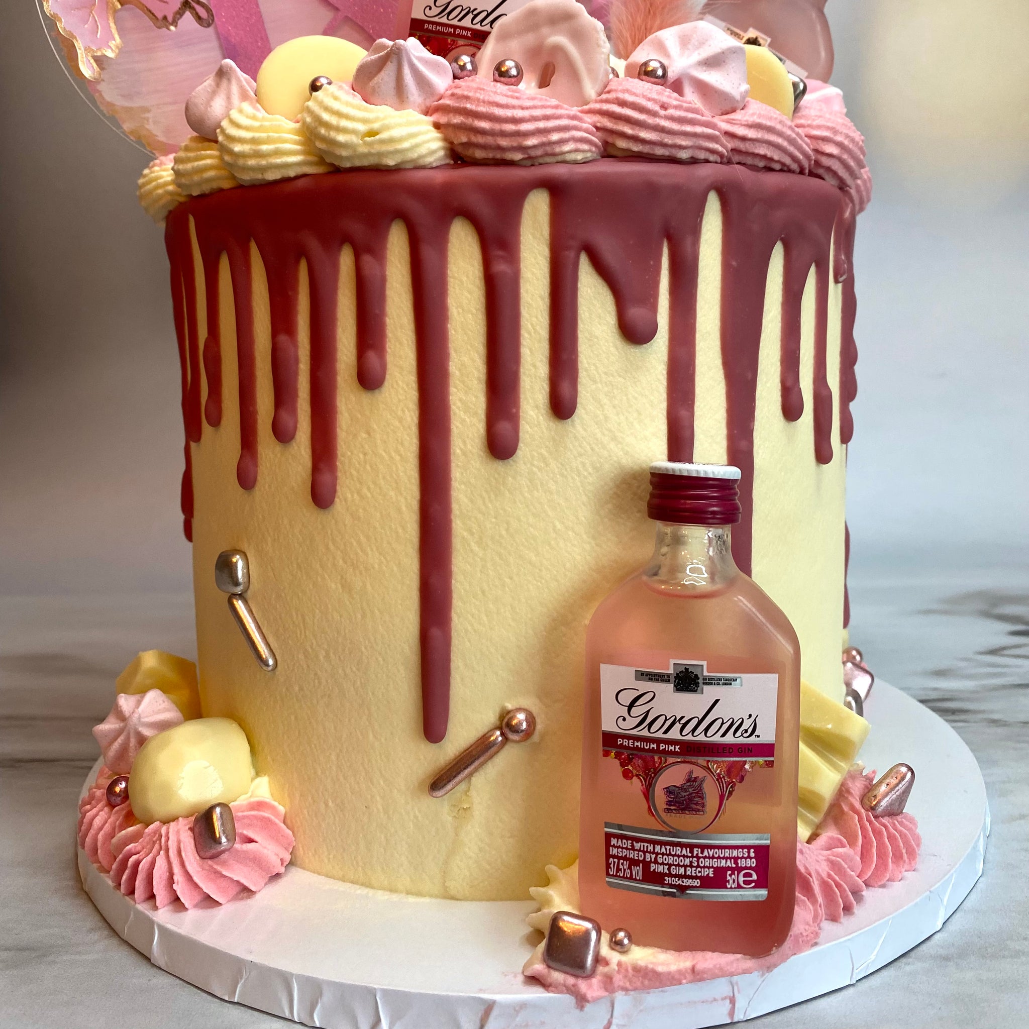 ✨Pink Gin & Louis Vuitton inspired celebration cake✨ • ✨Toppers